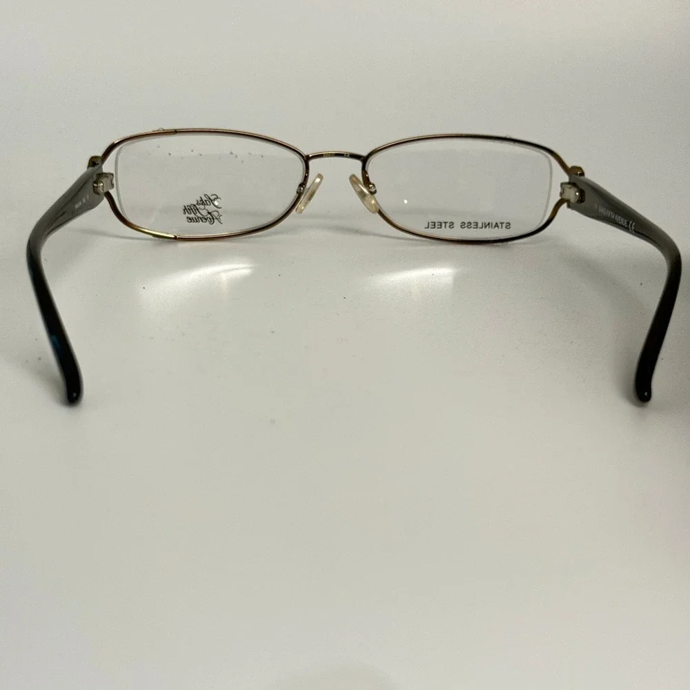 Saks Fifth Avenue 244 0FL2 Stainless Steel Eyeglasses Gold Blue Marble 52-17-130